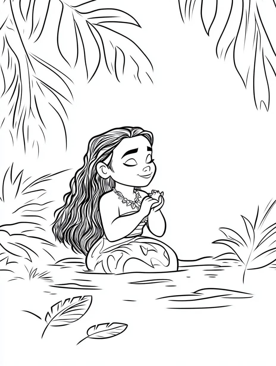 Moana Discovering The Heart Of Te Fiti Coloring Pages