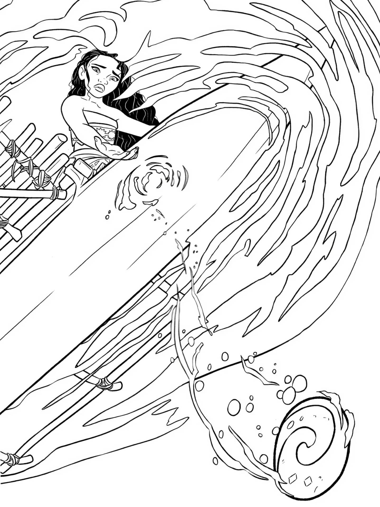 Moana Fighting The Lava Monster Coloring Page