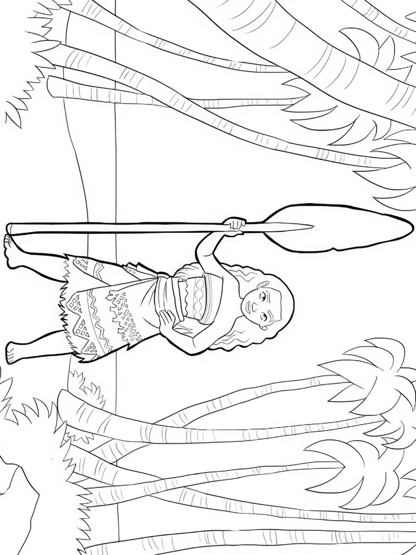 Moana In Traditional Polynesian Dress Coloring Page