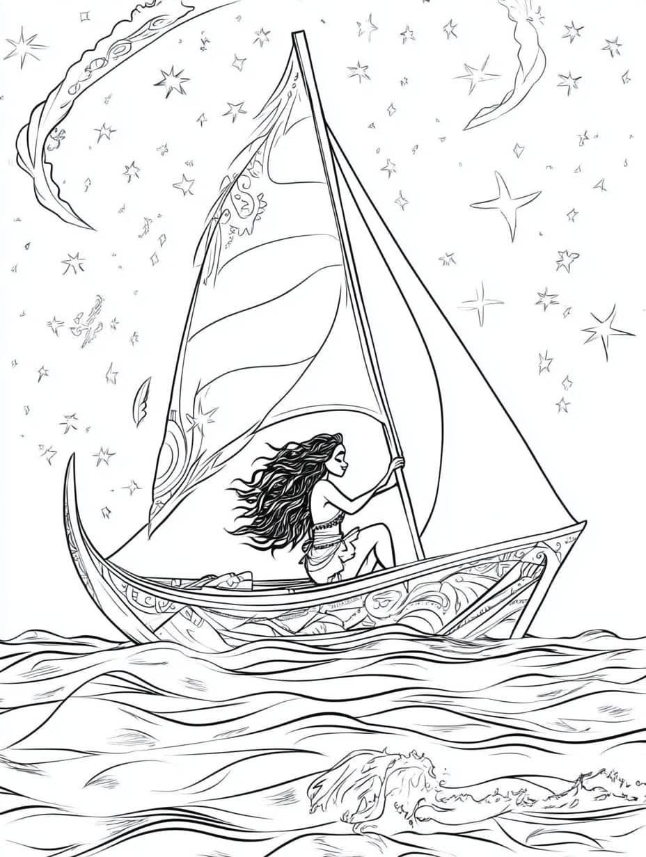 Moana Leafy Adventure Coloring Pages