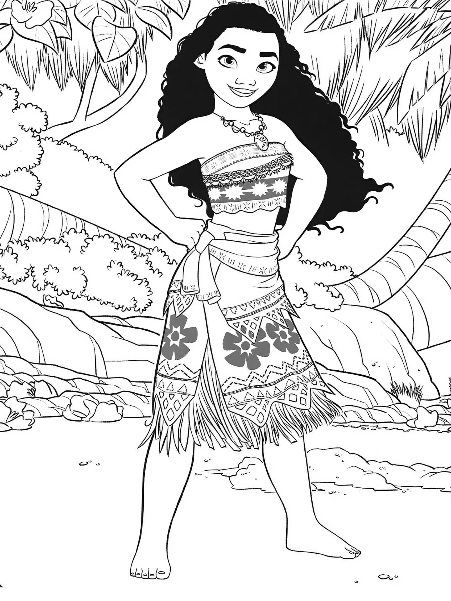 Moana On The Island Coloring Page