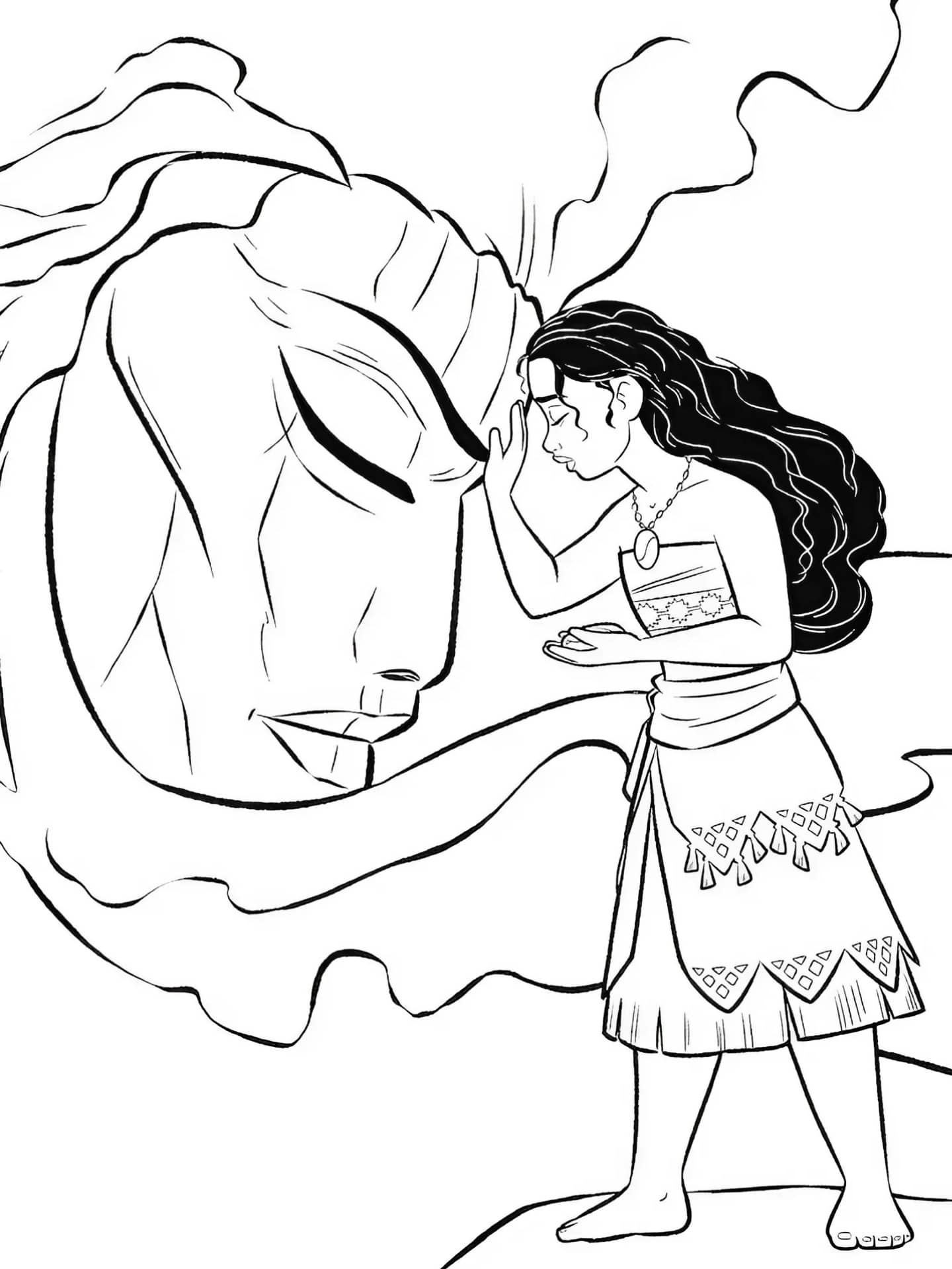 Moana Returning The Heart Of Te Fiti Coloring Page