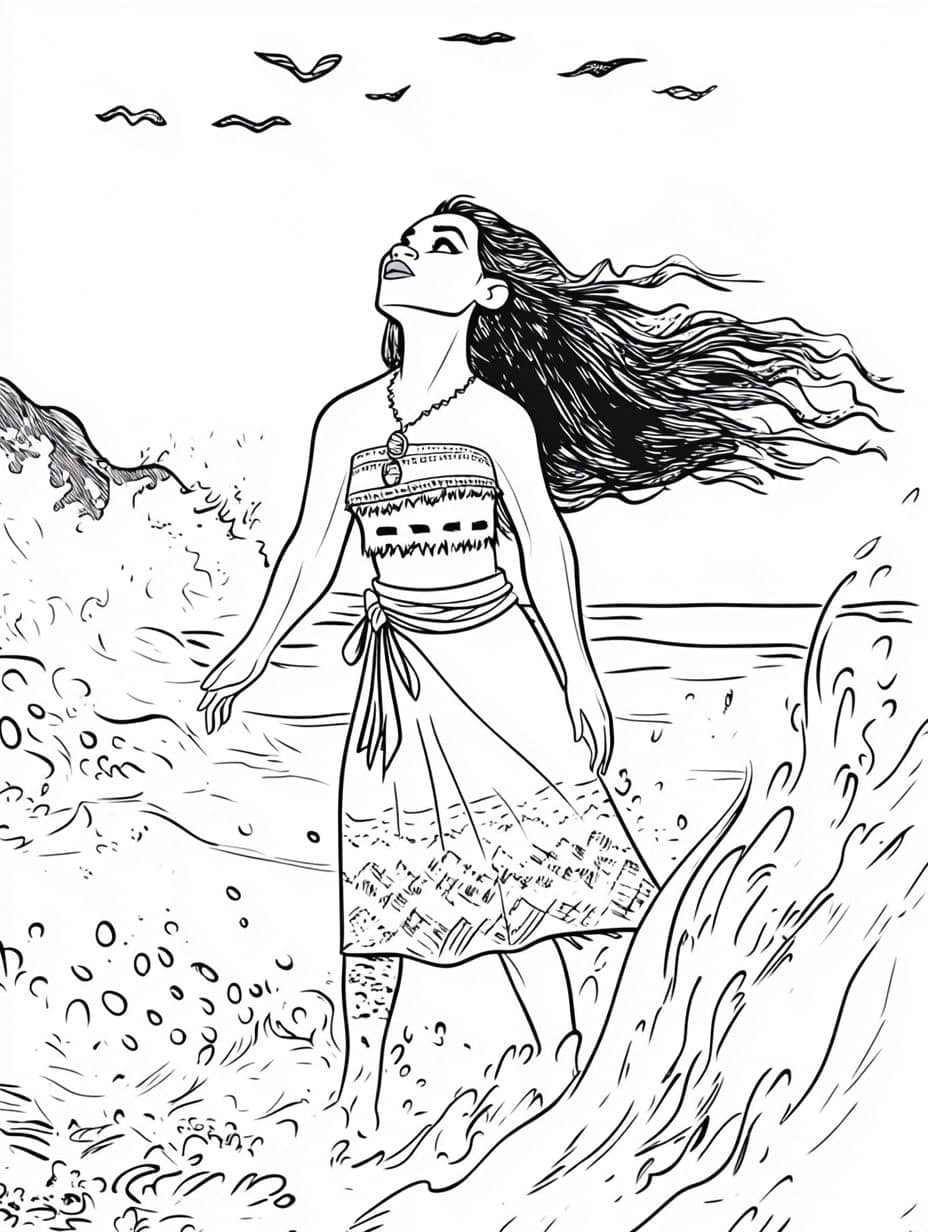 Moana Seaside Serenity Coloring Pages