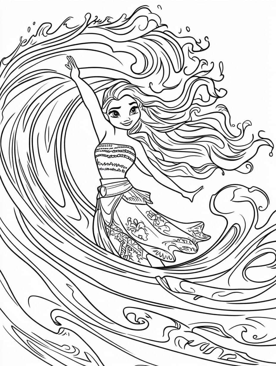 Moana Water Dance Coloring Pages