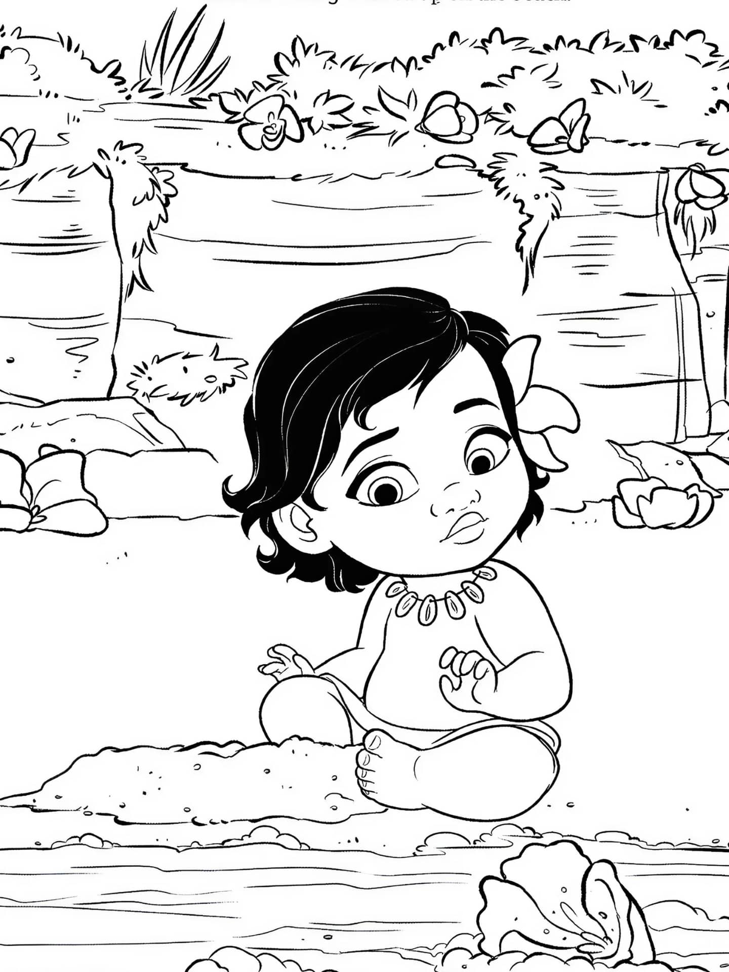 Moana With A Coconut Coloring Page