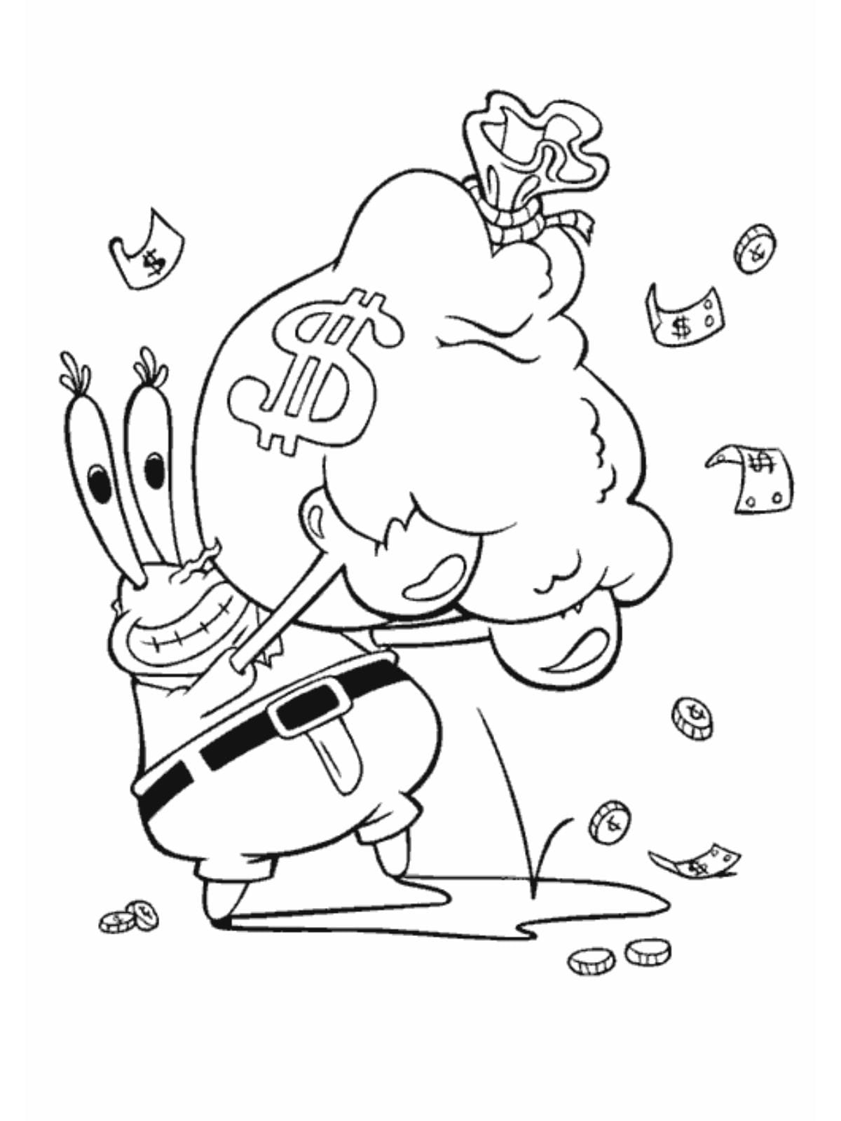 Mr Krabbs Money From Spongebob Coloring Page For Kids