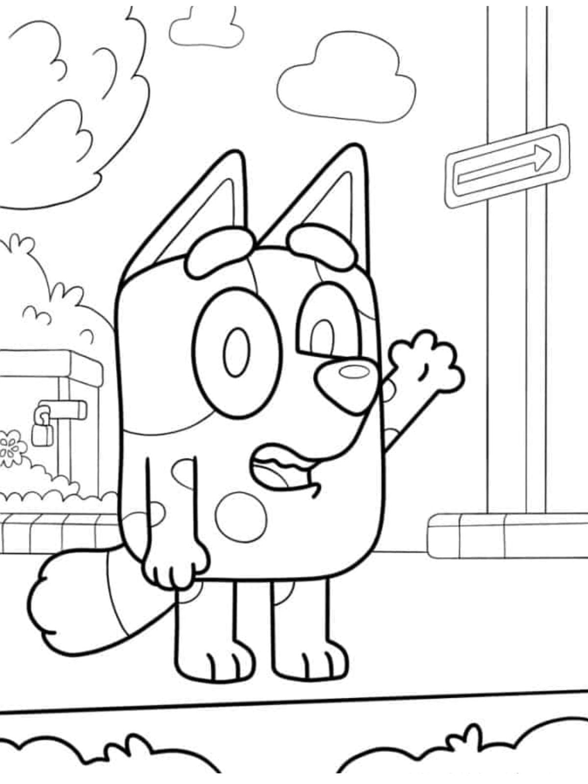 Muffin Heeler Waving Coloring Pages For Kids