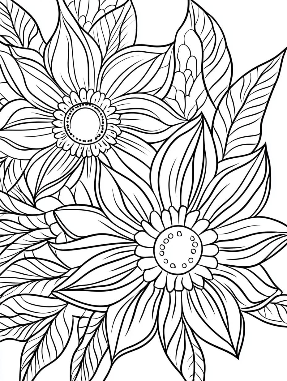 Multi Petaled Flower Coloring Pages