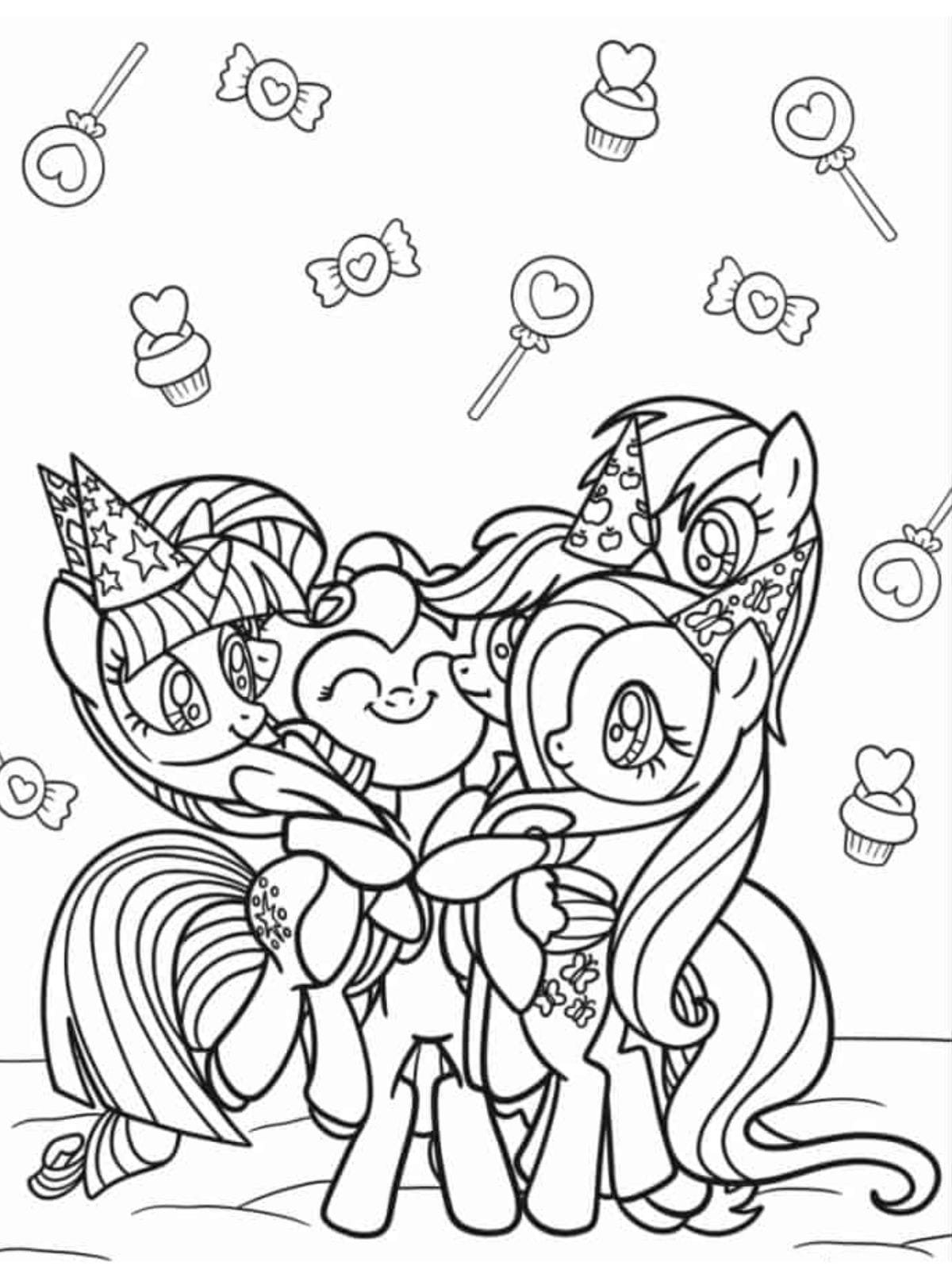 My Little Pony Friends Hugging Coloring Page