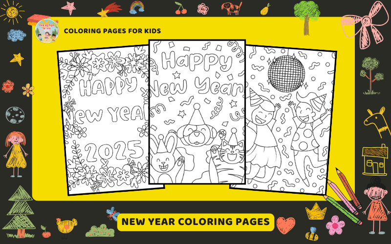 New Year Coloring Pages Featured Image Min