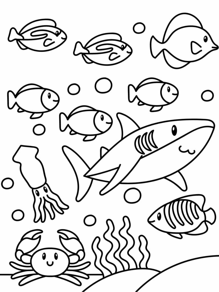 Top 20+ sea animals coloring pages for kids