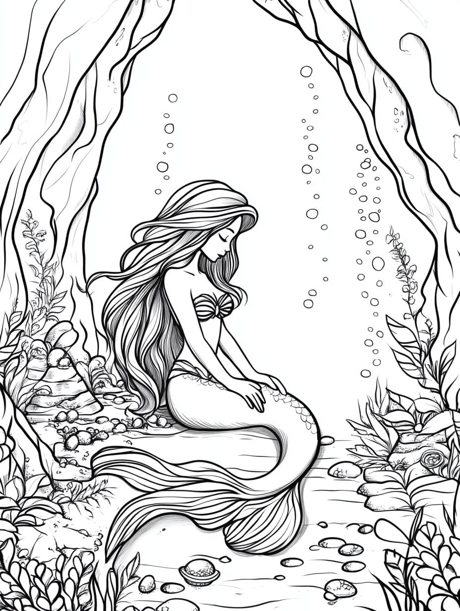 Ocean Mermaid Coloring Pages