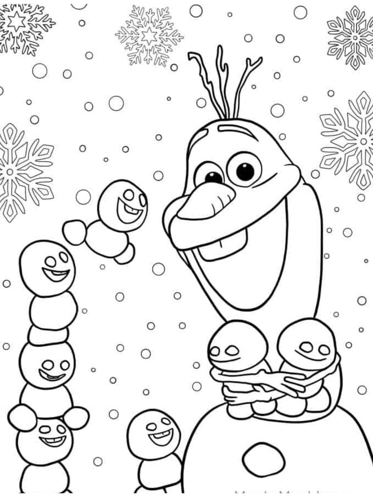 Olaf And Snow Babies To Coloring Page