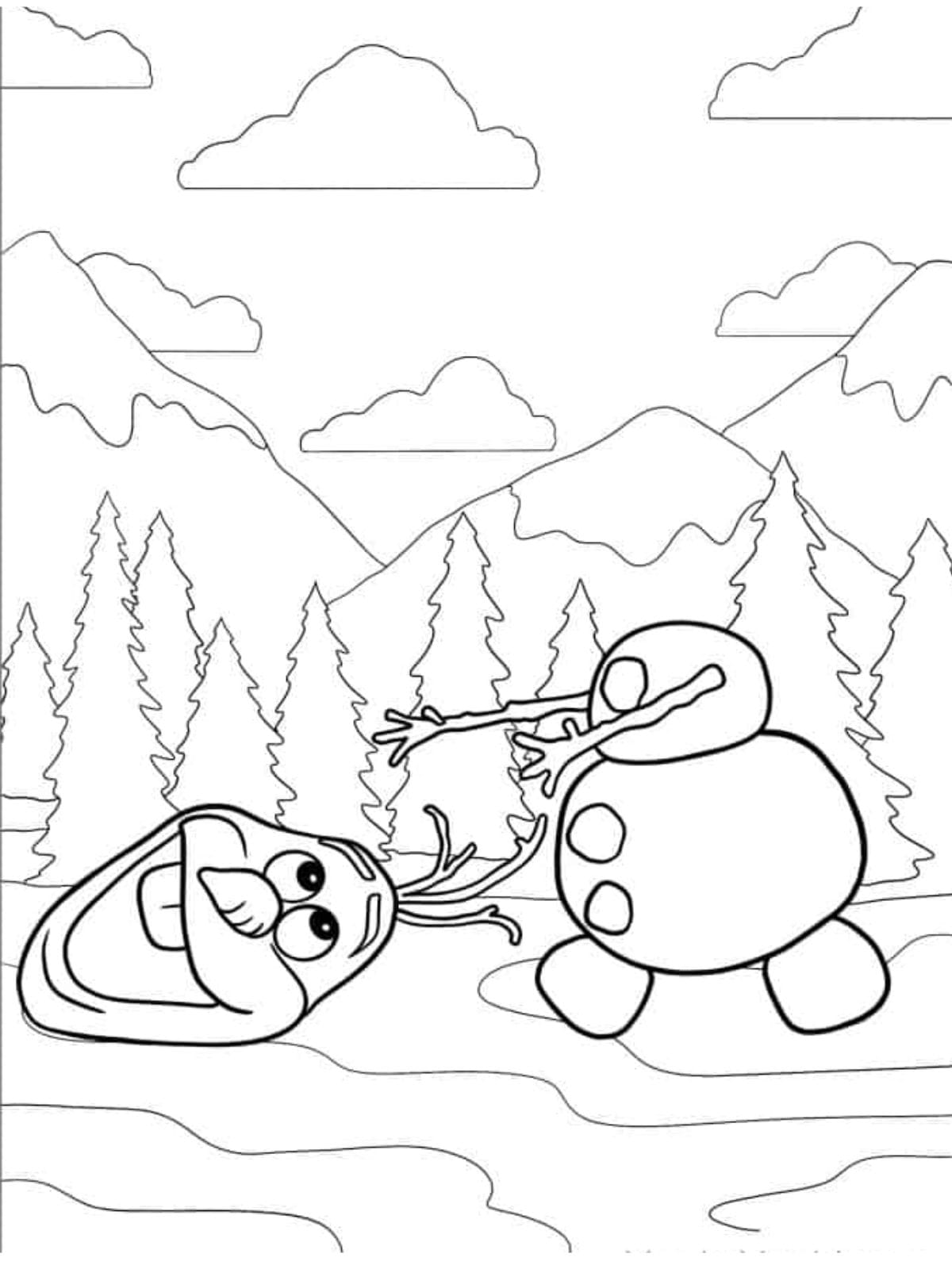 Olaf Snowman Looking For Head To Coloring Pages