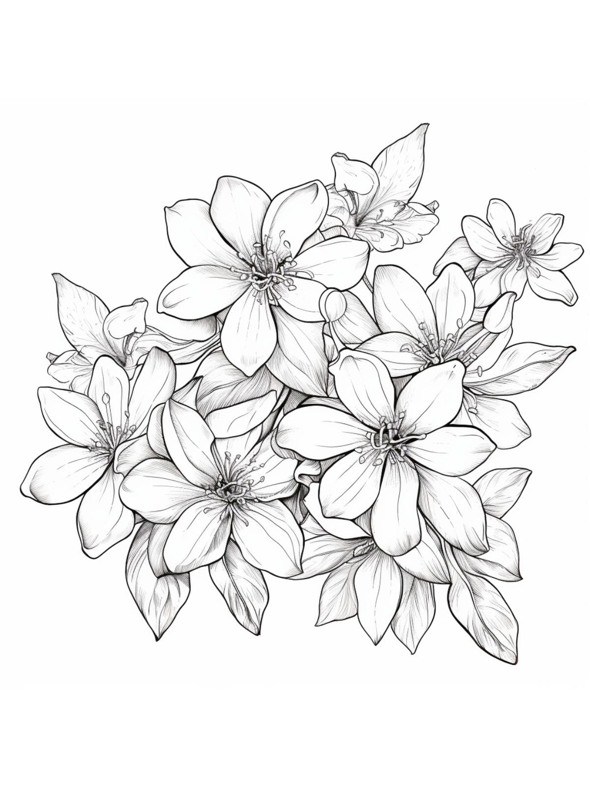 One Jasmine Flower Coloring Page For Kids