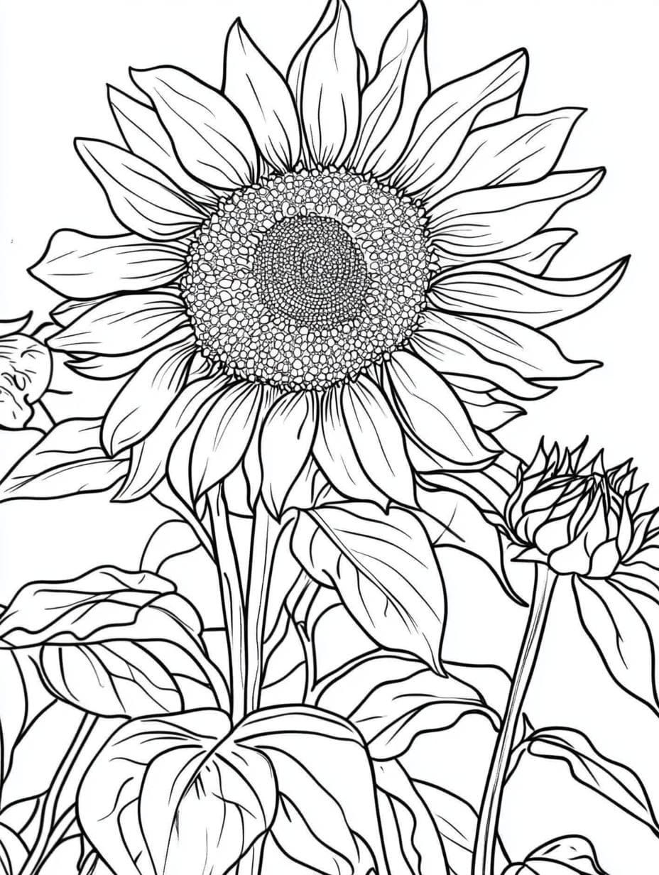 Ornamental Sunflower Coloring Pages