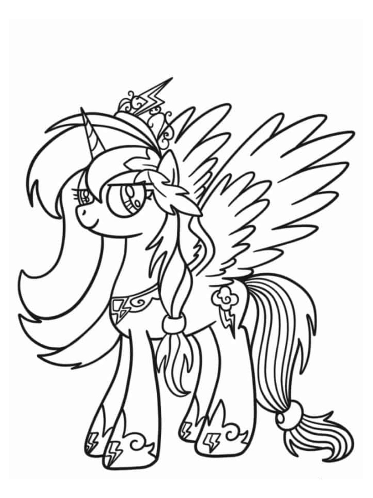 Outline Of Princess Rainbow Dash For Preschoolers Coloring Page