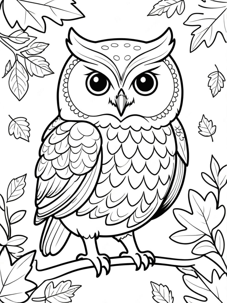 Owl In A Tree Coloring Pages