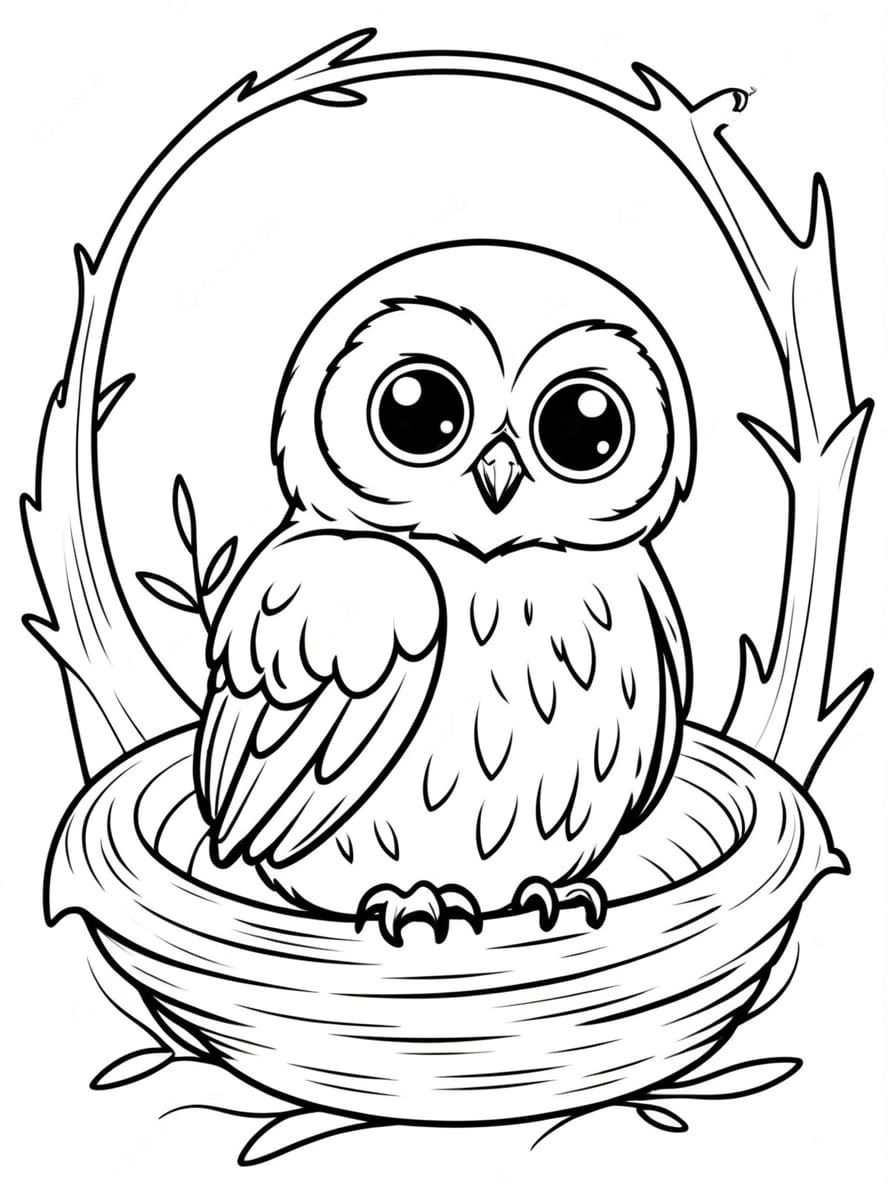 Owl Nesting Coloring Pages