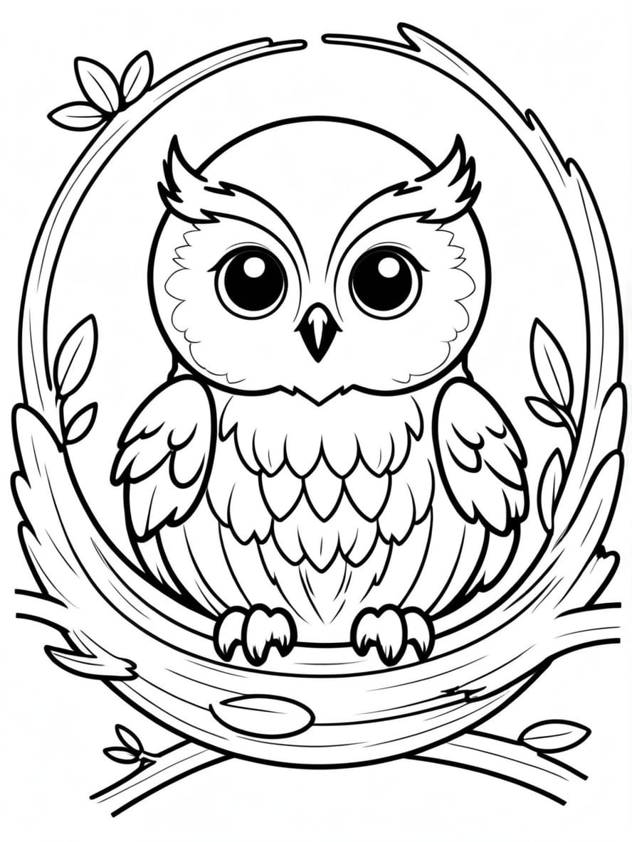 Owl Sitting In A Nest Coloring Pages For Kids