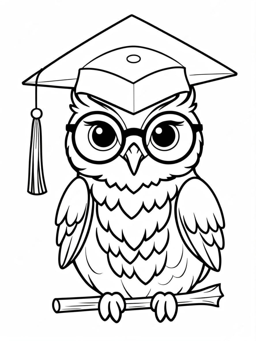 Owl Wearing Glasses Coloring Pages