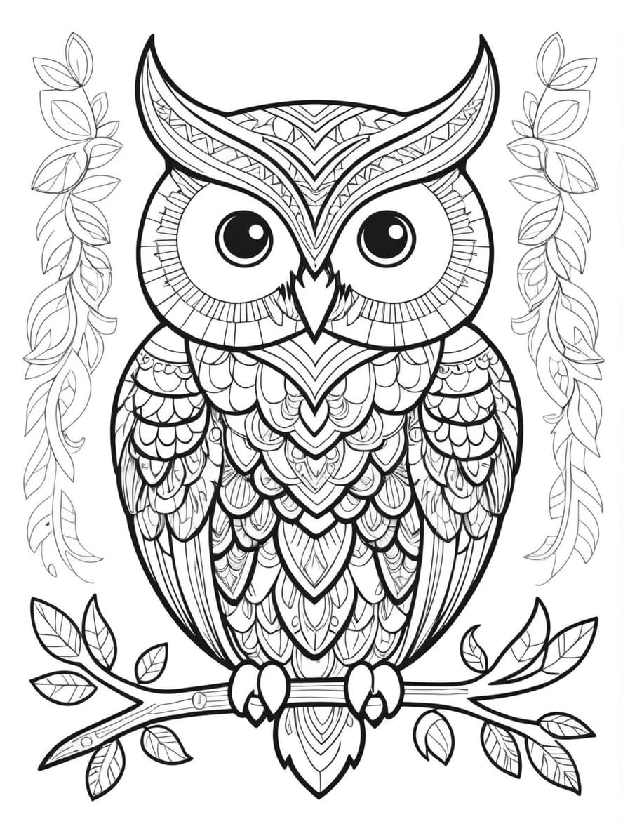 Owl With Patterns Coloring Pages