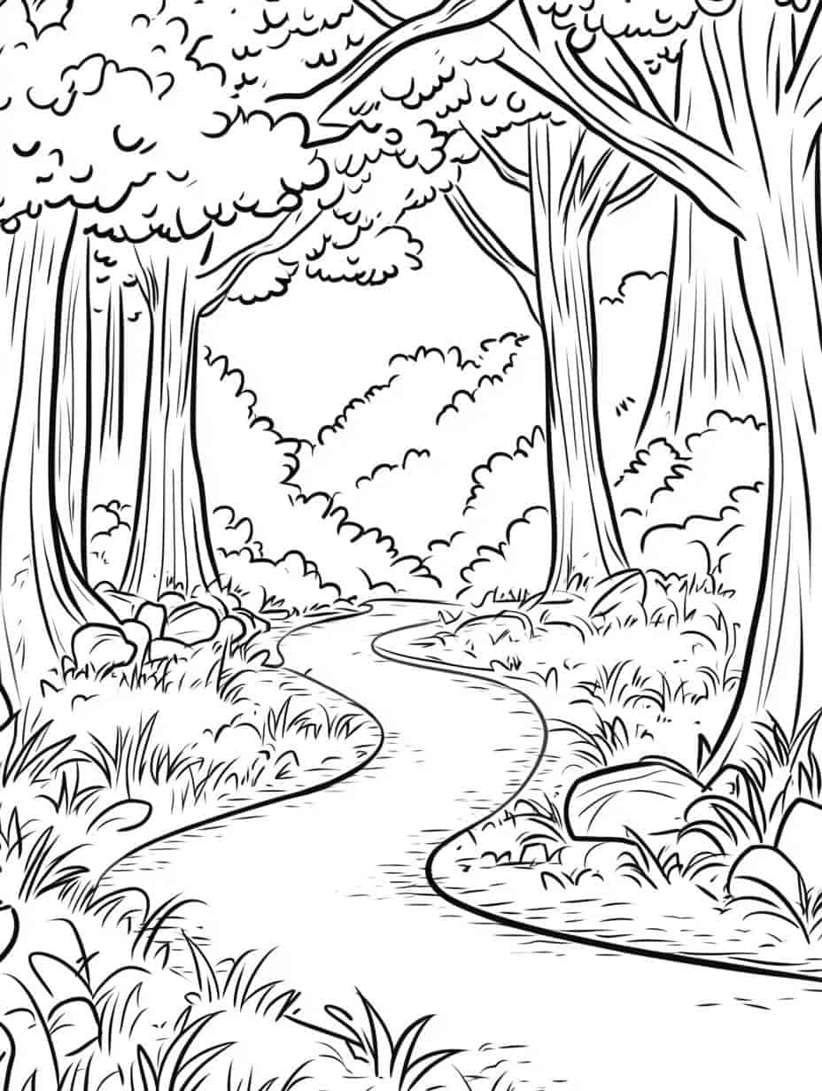 Path Through The Clear Forest Coloring Pages