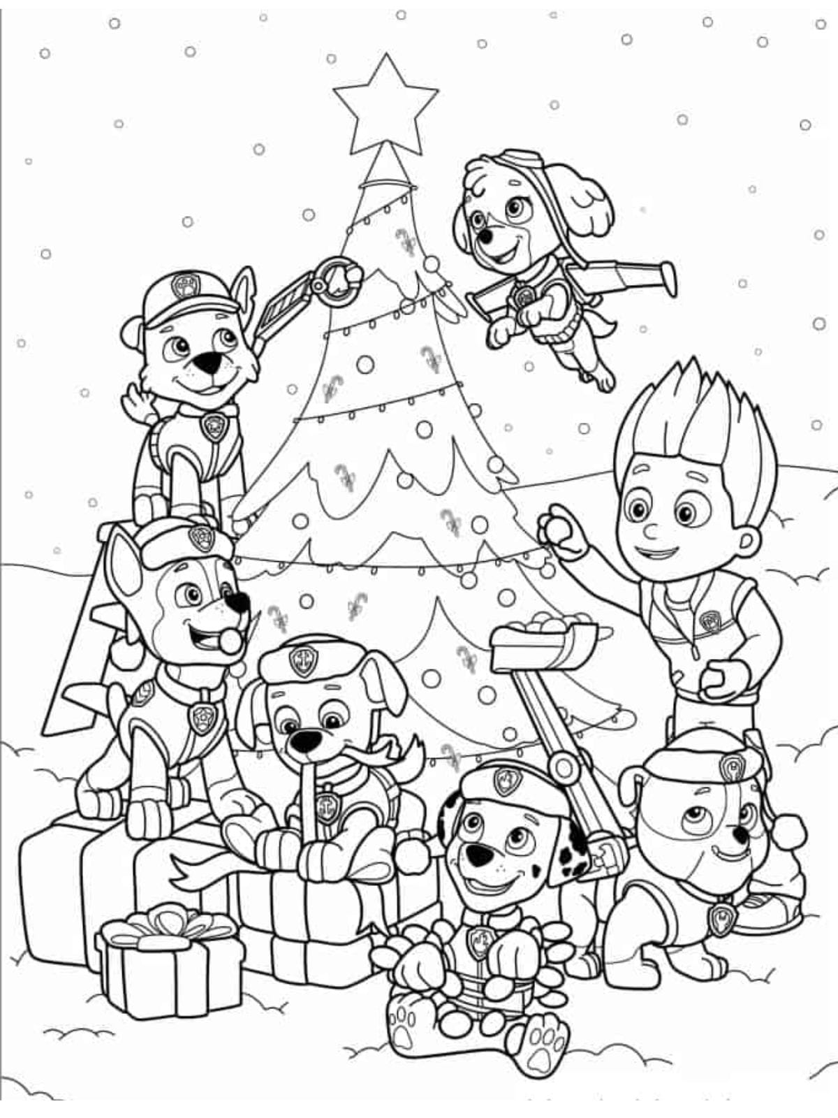 Paw Patrol Coloring Pages Christmas Celebration