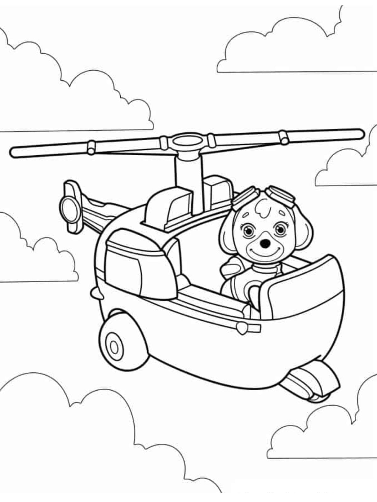 Paw Patrol Coloring Pages Skye In Helicopter