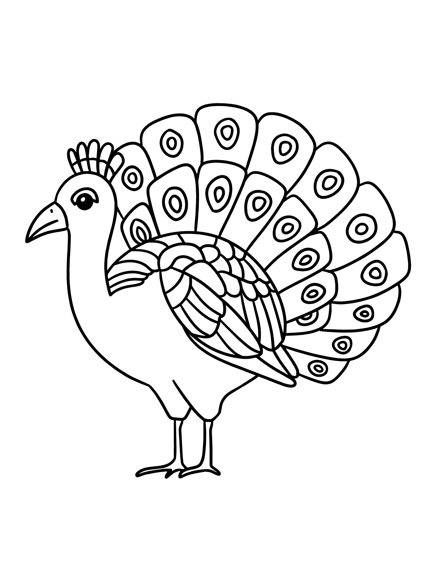 Peacock With Open Tail Coloring Page