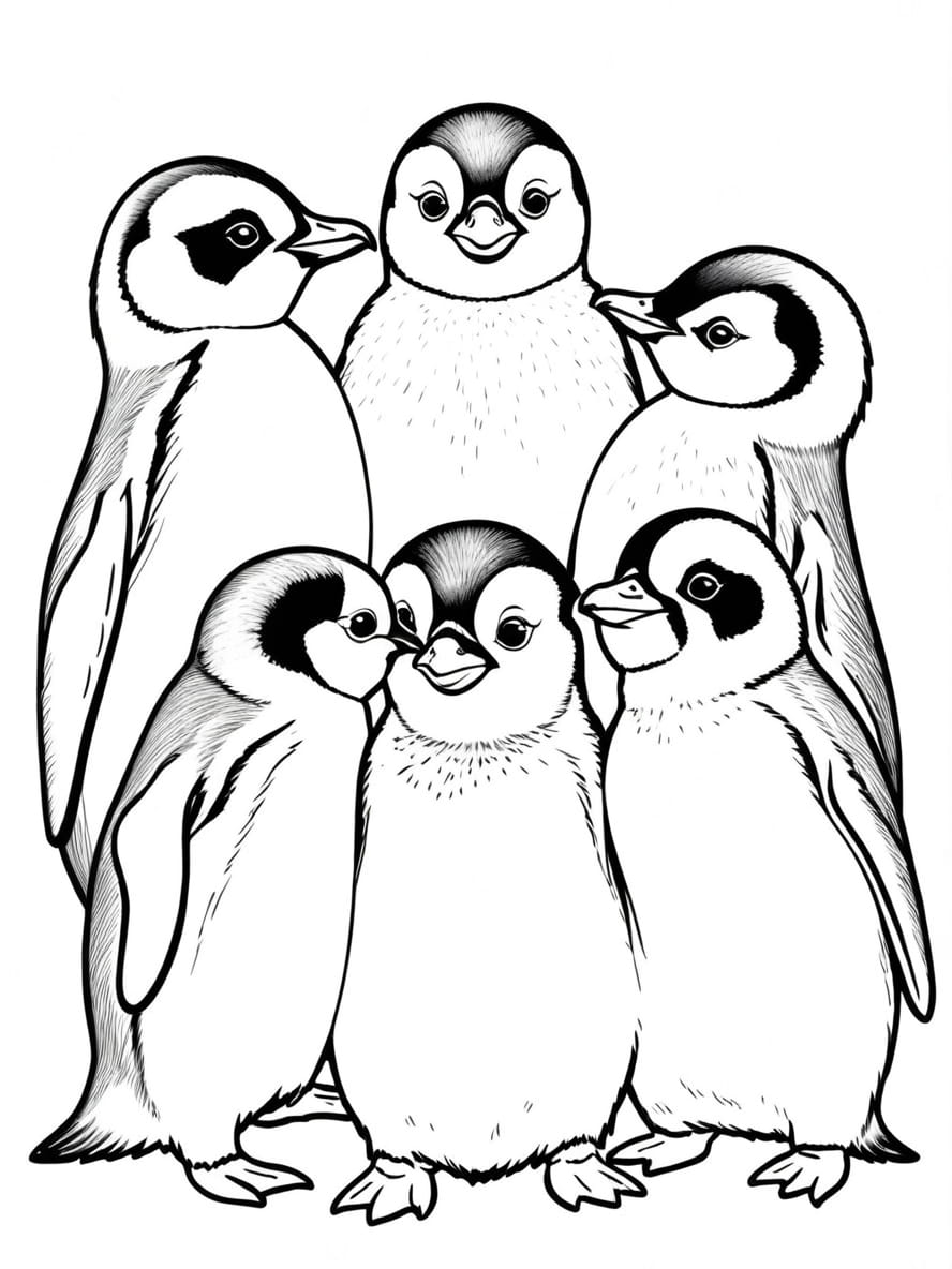 Penguin Family Coloring Pages