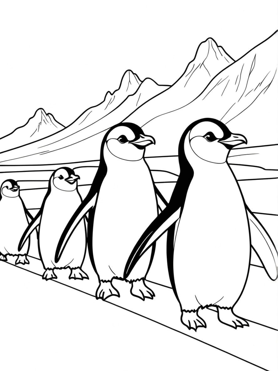 Penguin Waddling Coloring Pages