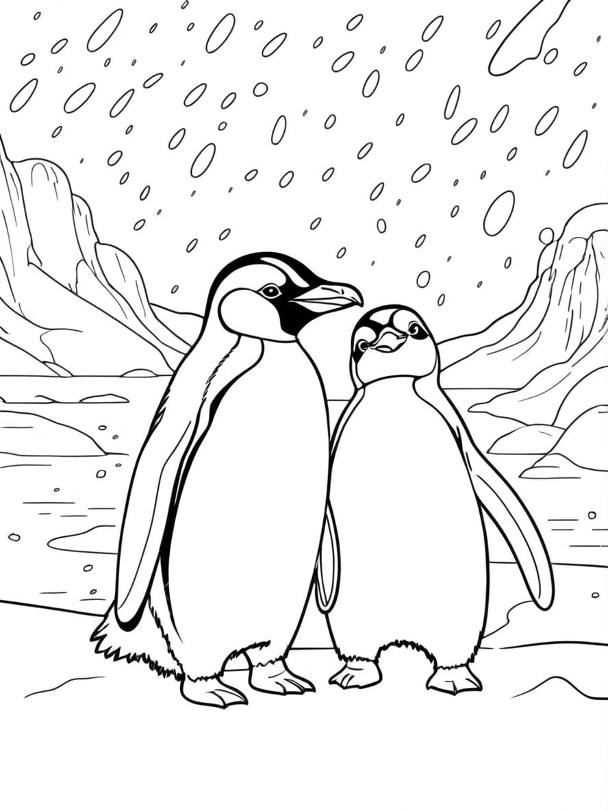 Penguin With A Snowflake Coloring Pages