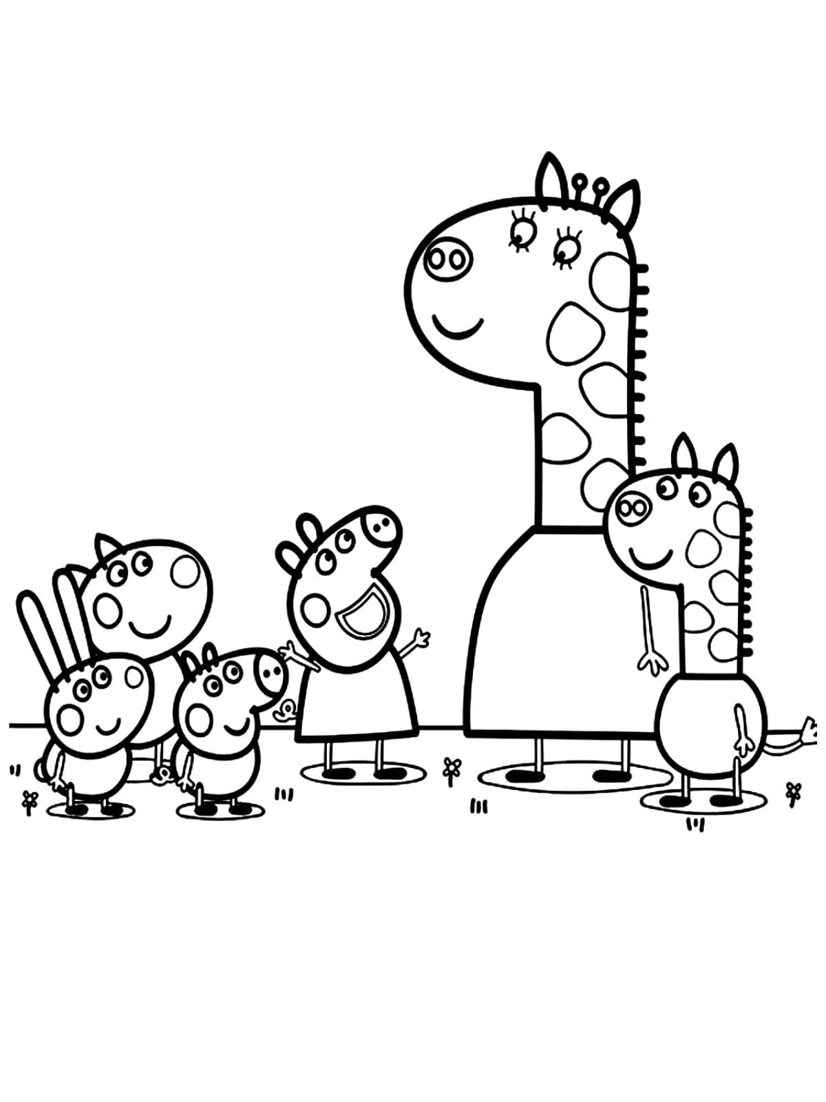 Peppa Pig Invites Giraffe Friend To Hang Out Coloring Pages