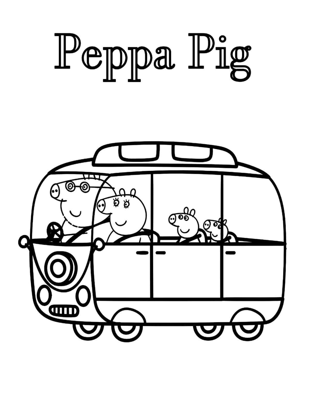 Peppa Pig On The Bus Coloring Pages