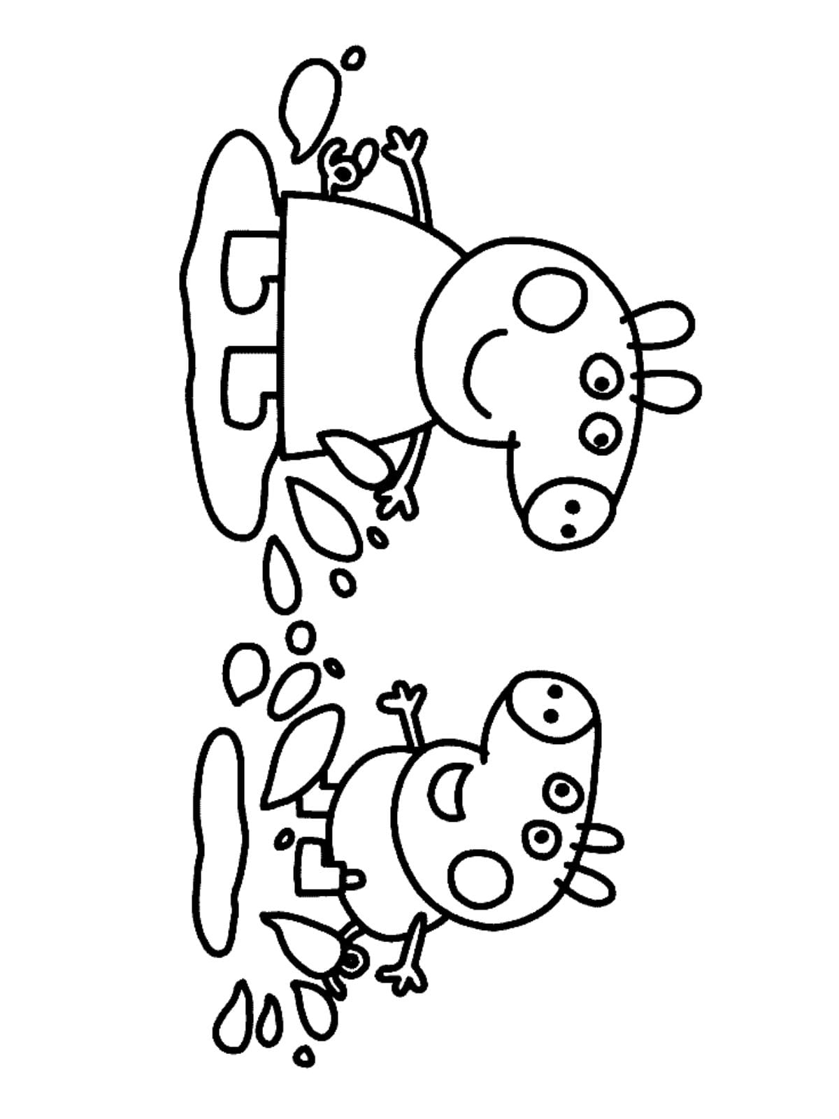 Peppa Pig Playing In The Rain Coloring Pages