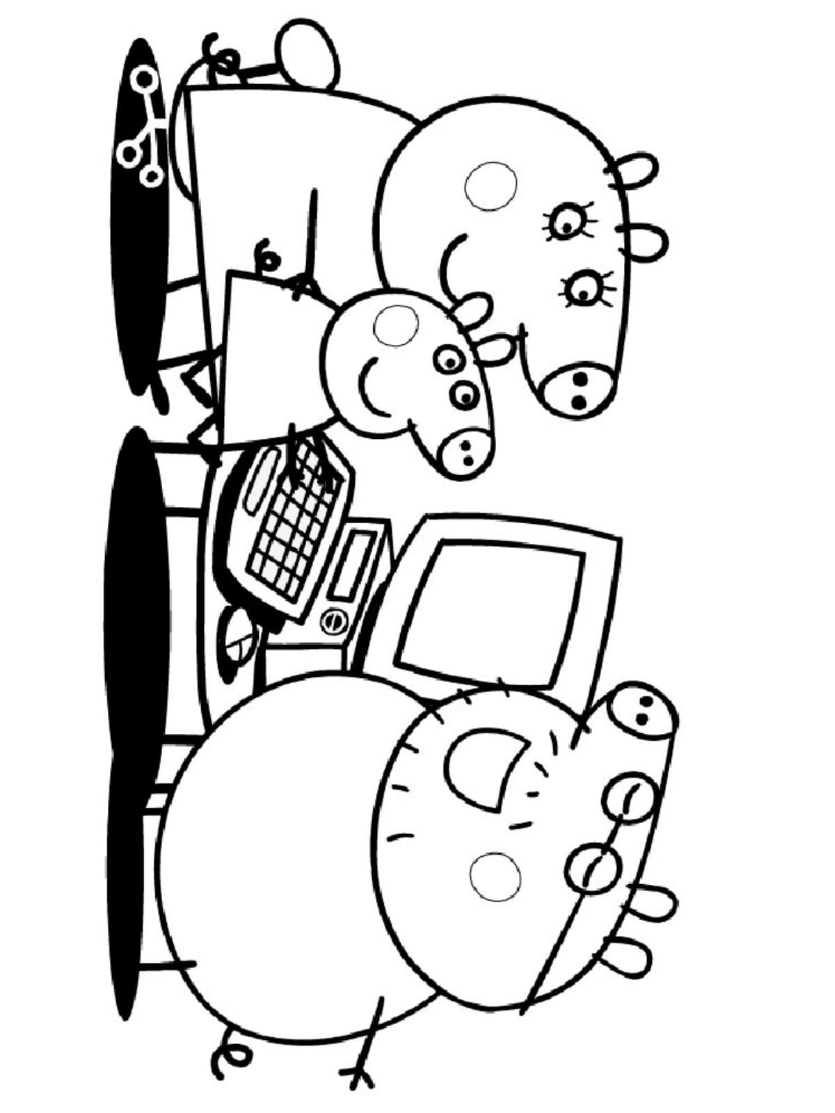 Peppa Pig Use Computer Coloring Pages