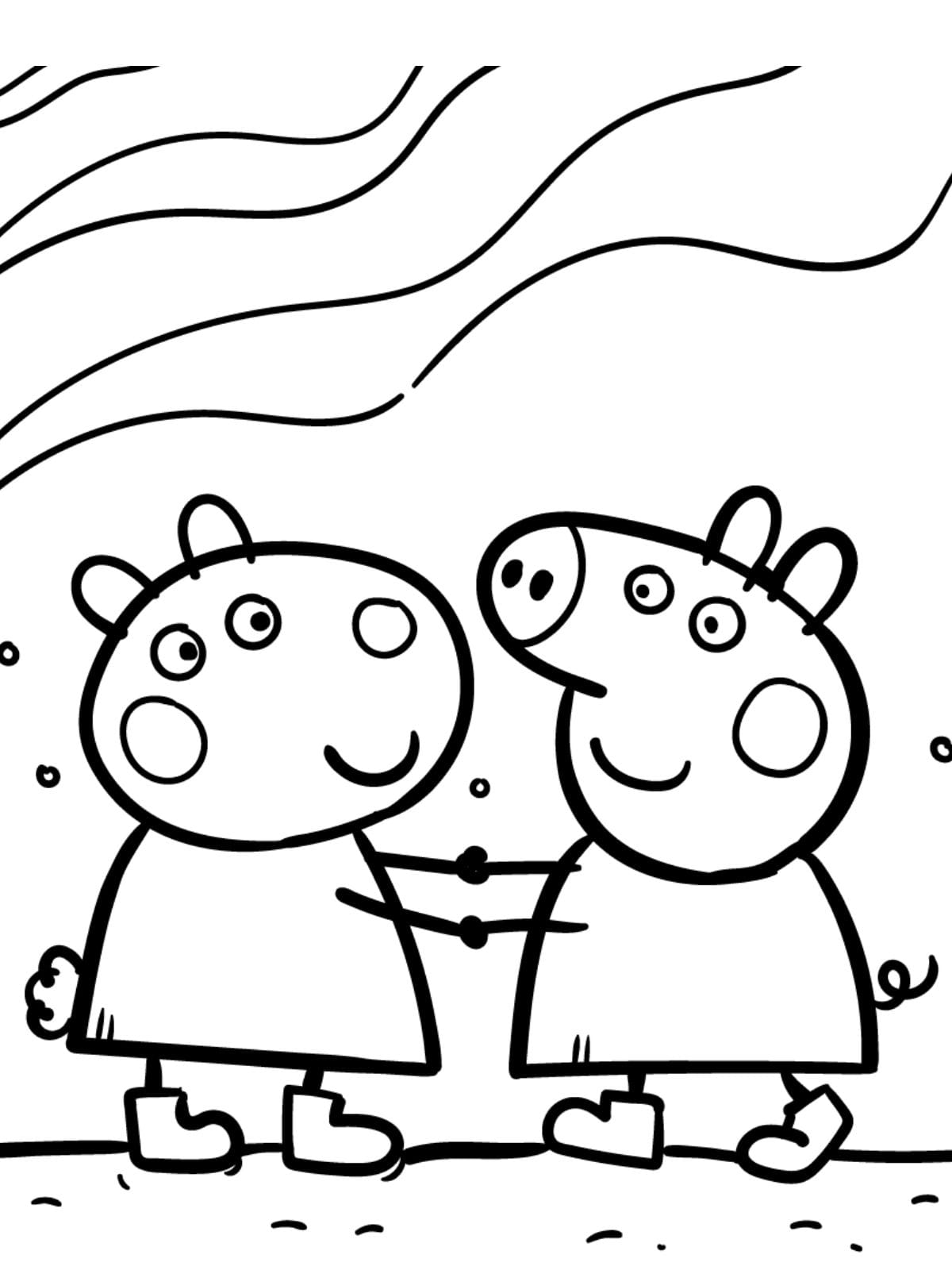 Peppa Pig With Mandy Mouse Coloring Pages