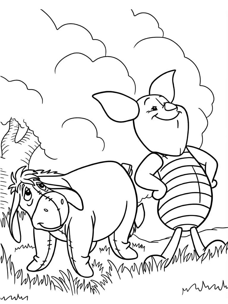 Piglet And Eeyore Coloring Page