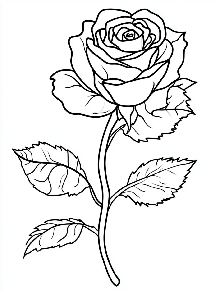 Pink Rose Coloring Pages