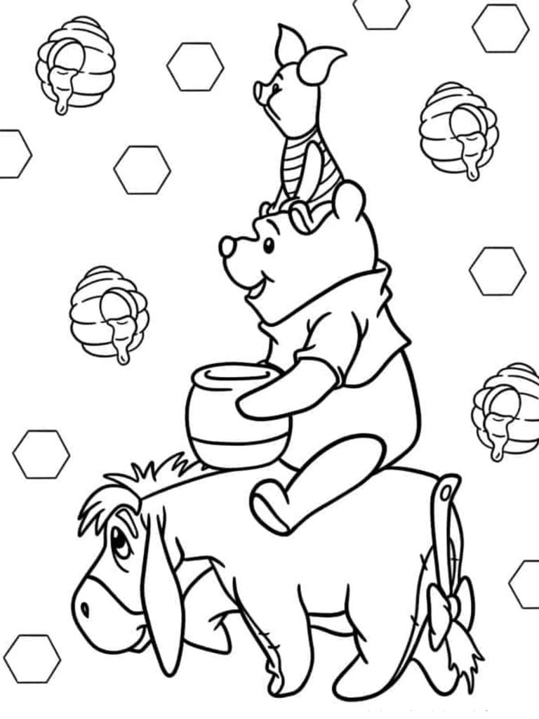 Pooh Piglet And Eeyore Coloring Page