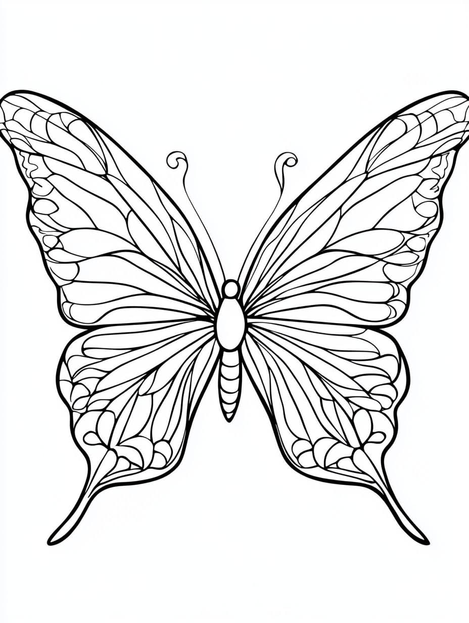 Pretty Butterfly With Detailed Coloring Pages