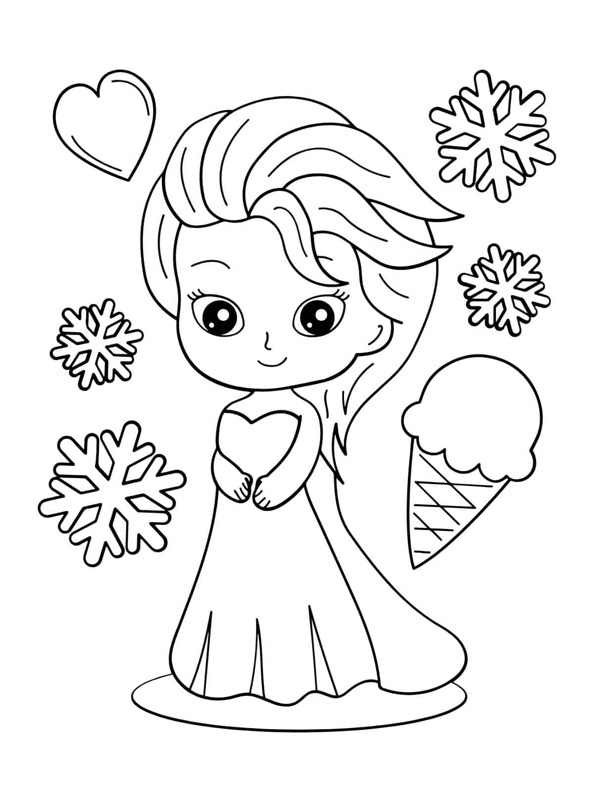 Princess Elsa With Snowflake Coloring Page