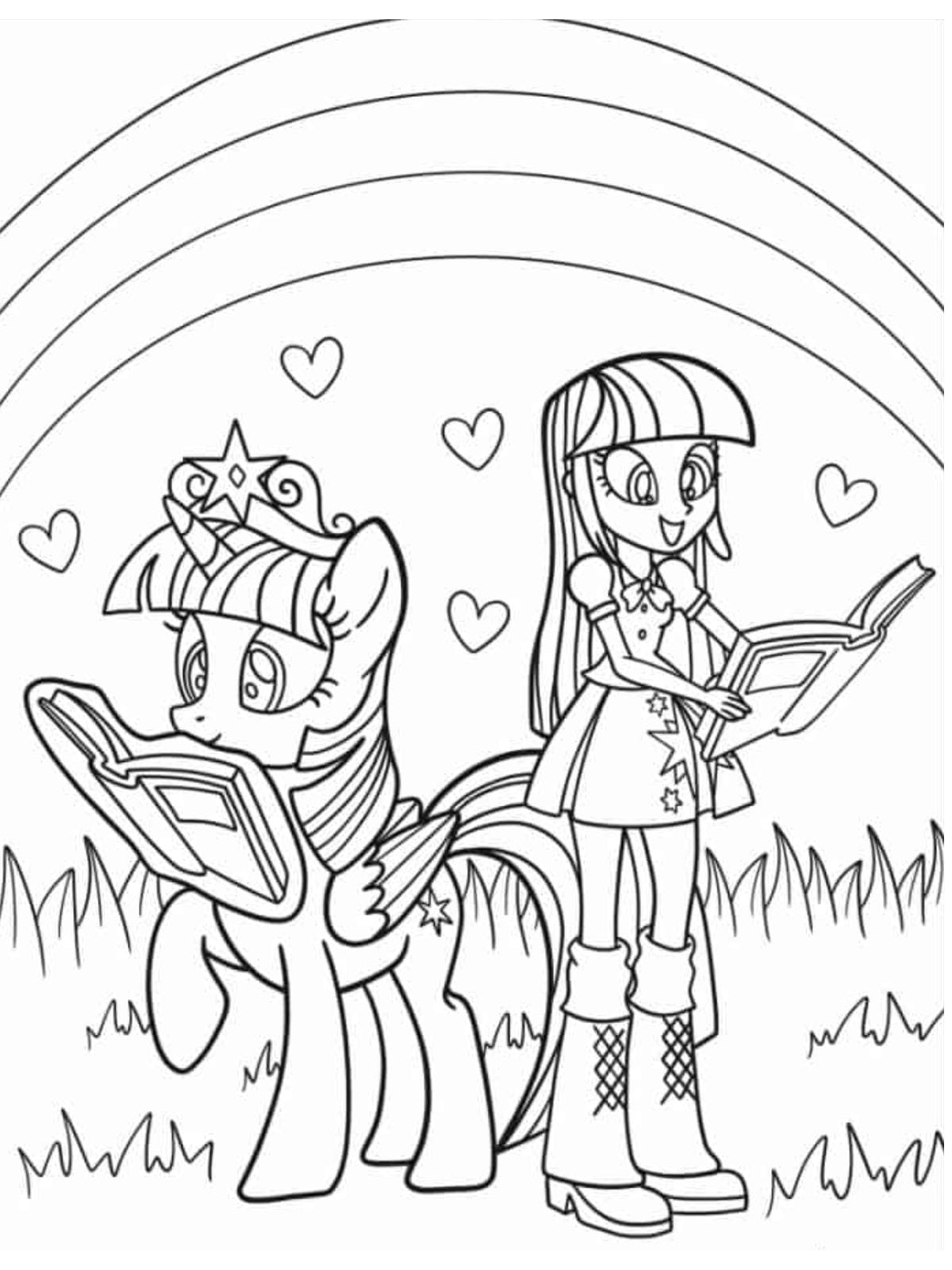 Princess Twilight Sparkle With Equestria Girls Version Coloring Page