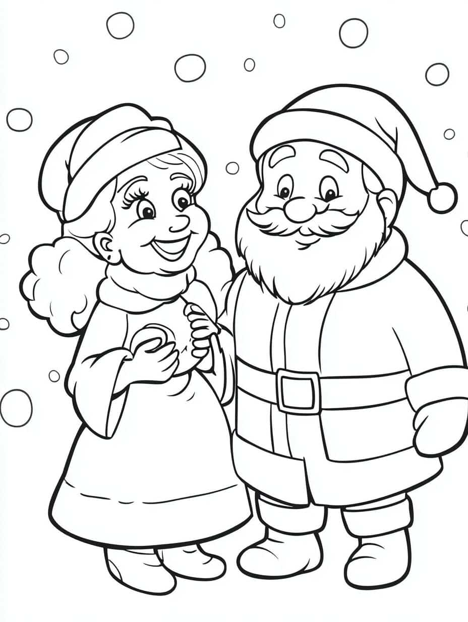 Printable Santa And Friend In Snow Coloring Pages