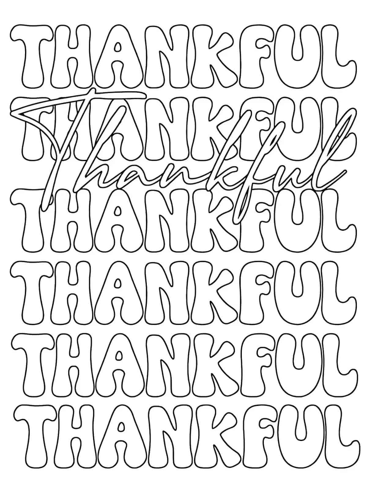 Printable Thanksful Coloring Pages