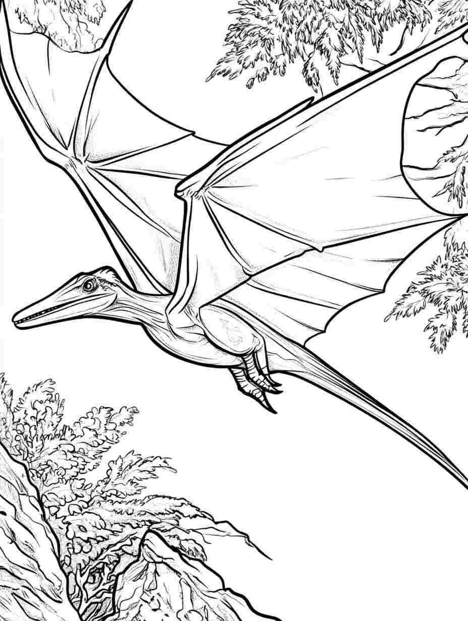 Pterodactyl Fly Home Coloring Pages Many Animals Simple