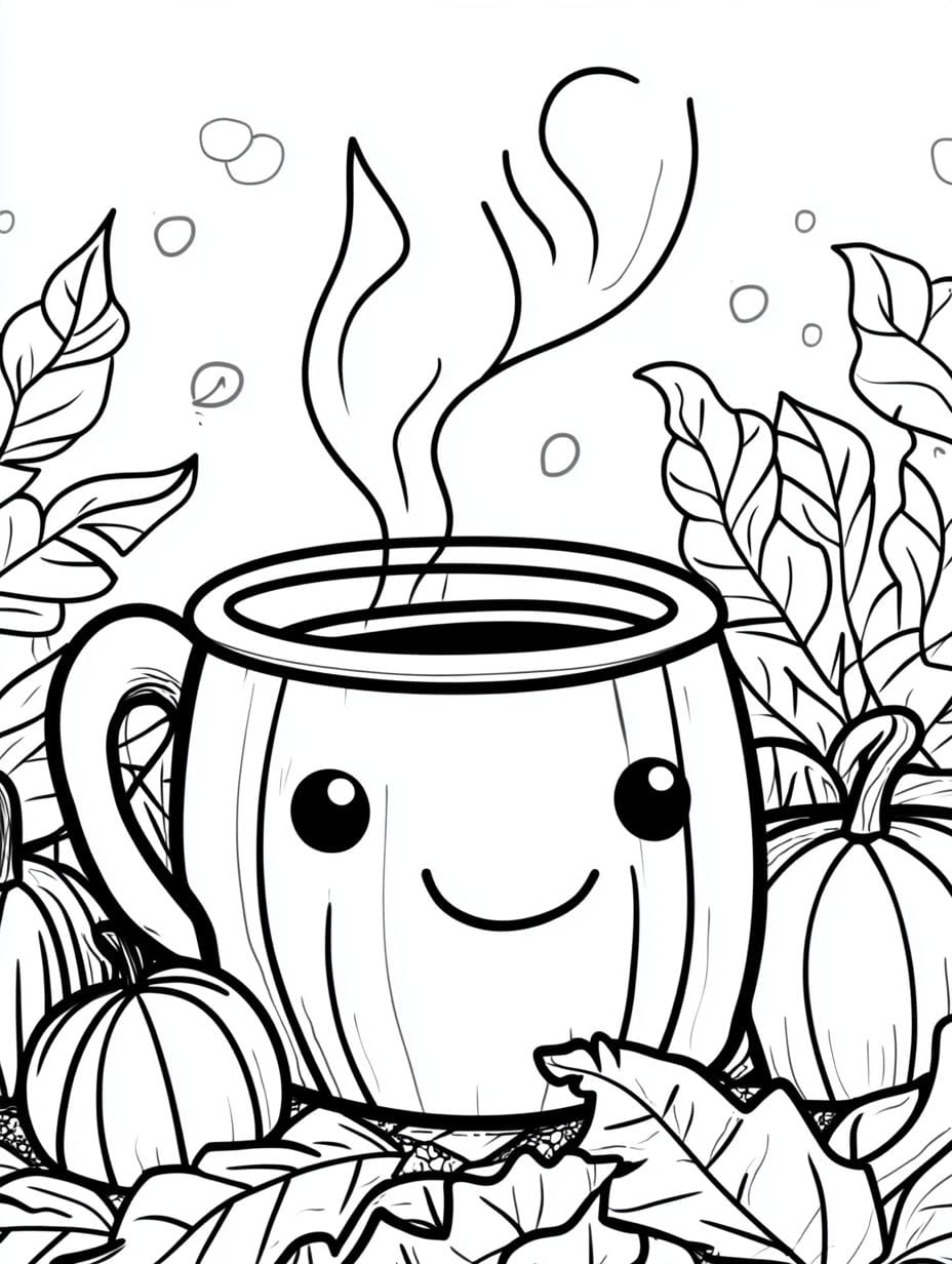 Pumpkin Spice And Coffee A Fall Coloring Pages For Kids