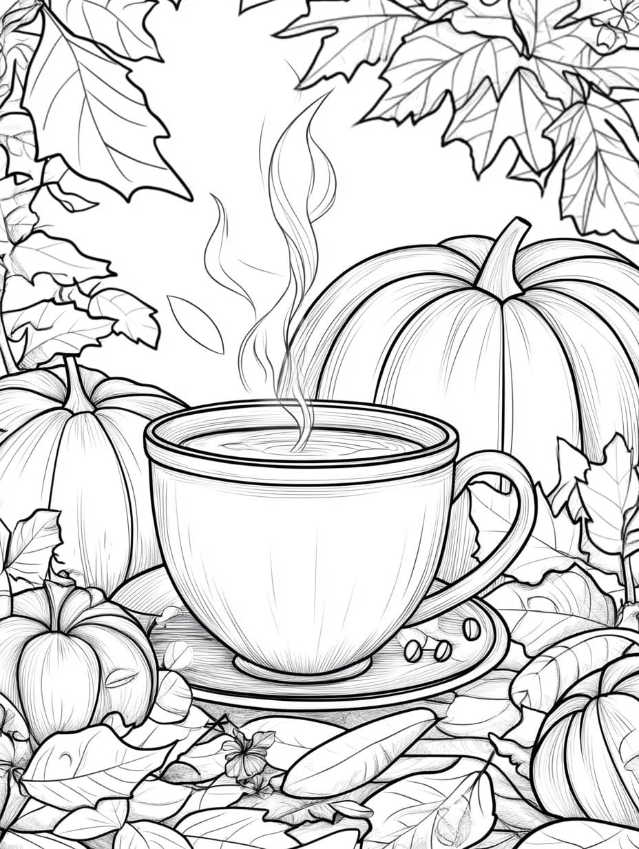 Pumpkin Spice And Coffee A Fall Coloring Sheets