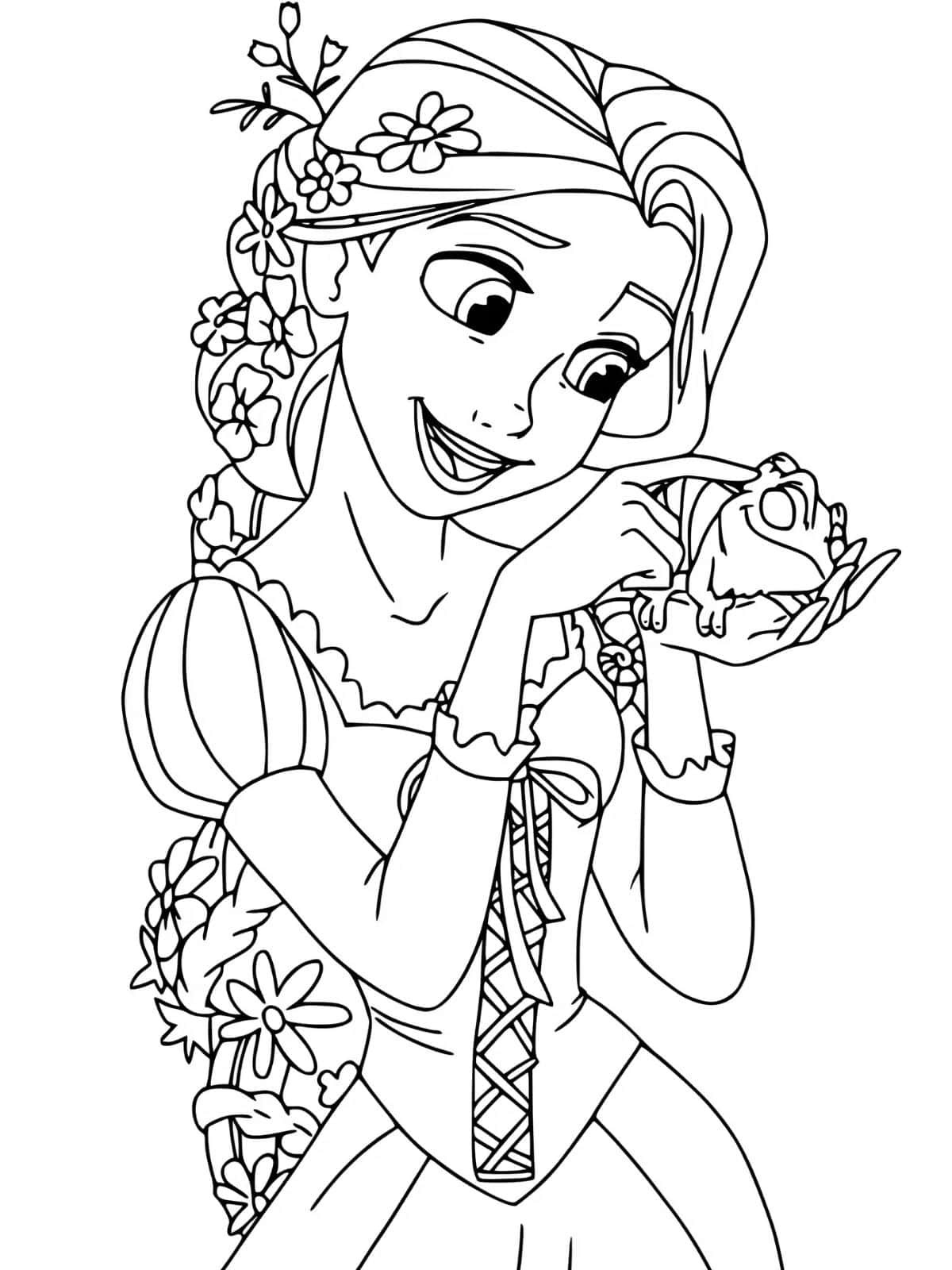 Rapunzel And Pascal Coloring Page